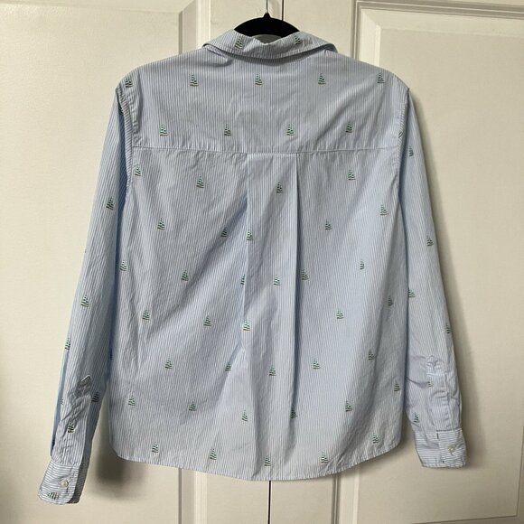 Frank & Eileen Silvio Top Womens XS Blue Stripe Sailboat Coastal Italian Cotton - Picture 7 of 9